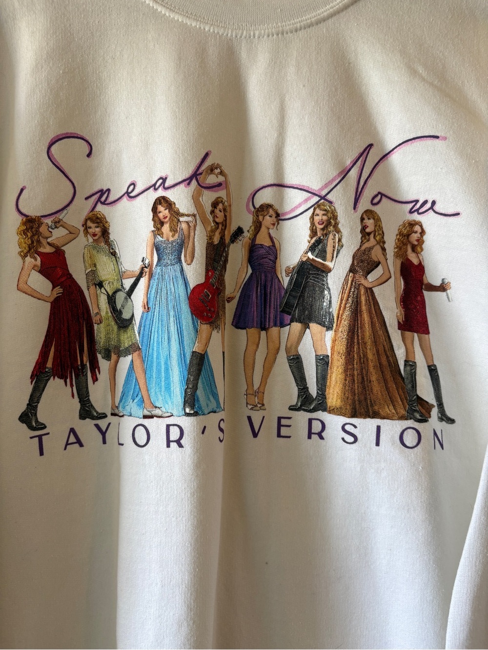 Taylor Swift Speak Now Taylor’s Version Sweatshirt XL White Crewneck Long Sleeve - Picture 7 of 10